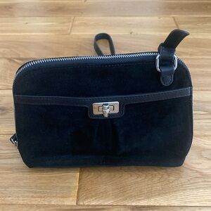 B Makowsky Suede Leather Crossbody Black